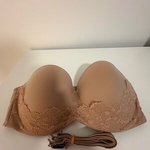 Strapless Lace Trim Nude Bra
